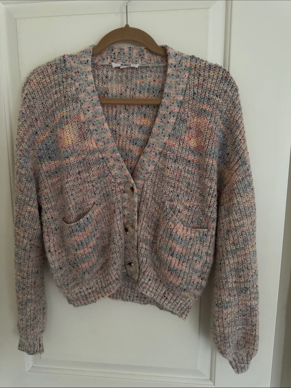 BB Dakota Pastel Multicolor Button-Front Knit Cardigan- Women’s